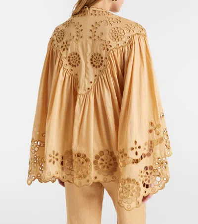 Zimmermann Awaken Broderie Anglaise Cotton Blouse In Brown