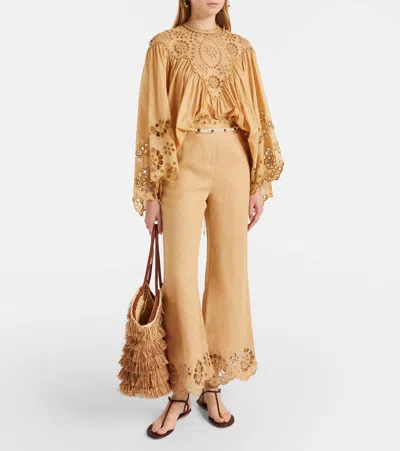 Zimmermann Awaken Broderie Anglaise Cotton Blouse In Brown