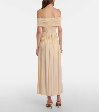 Zimmermann Rebellion Off-shoulder Jersey Maxi Dress In Brown