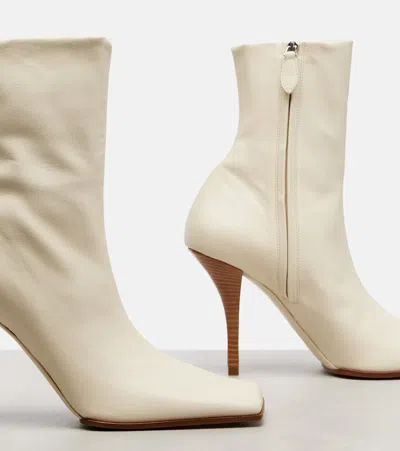 Alaïa 90 Leather Ankle Boots In White