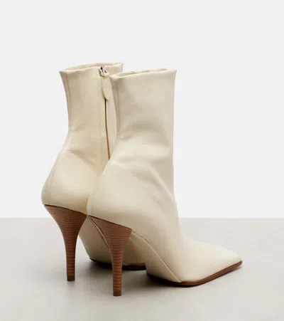 Alaïa 90 Leather Ankle Boots In White