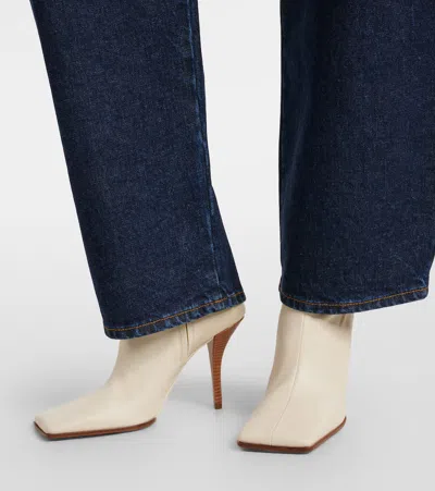 Alaïa 90 Leather Ankle Boots In White