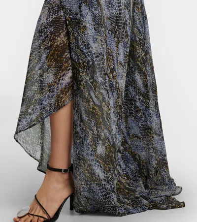 Christopher Esber Snake-print Draped Silk Maxi Dress In Brown