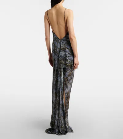 Christopher Esber Snake-print Draped Silk Maxi Dress In Brown