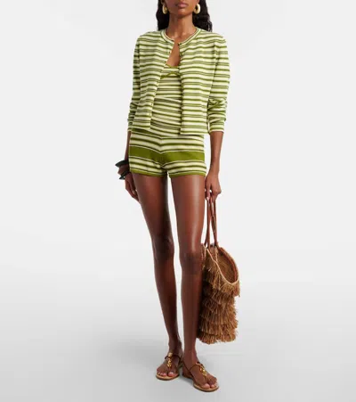 Faithfull Citara Striped Halterneck Cotton-blend Top In Green