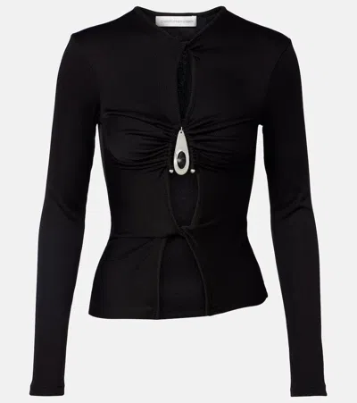 Christopher Esber Cutout Ribbed-knit Top In Black