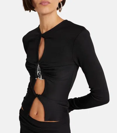 Christopher Esber Cutout Ribbed-knit Top In Black
