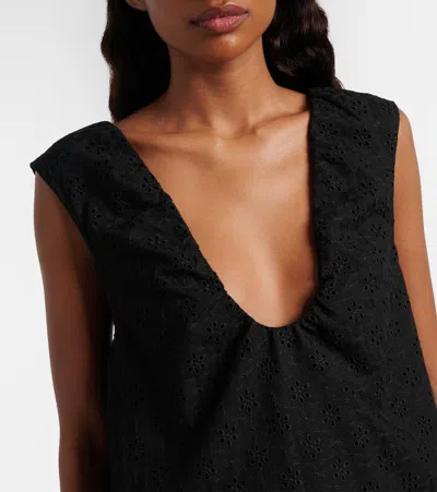 Faithfull Juana Tie-detailed Broderie Anglaise Mini Dress In Black