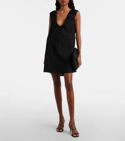 Faithfull Juana Tie-detailed Broderie Anglaise Mini Dress In Black