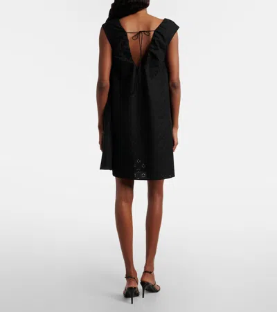Faithfull Juana Tie-detailed Broderie Anglaise Mini Dress In Black