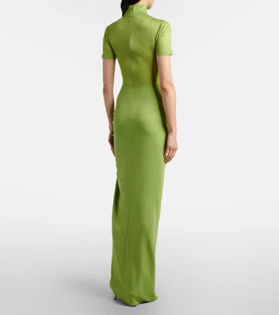Christopher Esber Fusion Ruched Tee High Neckline Dress In Green