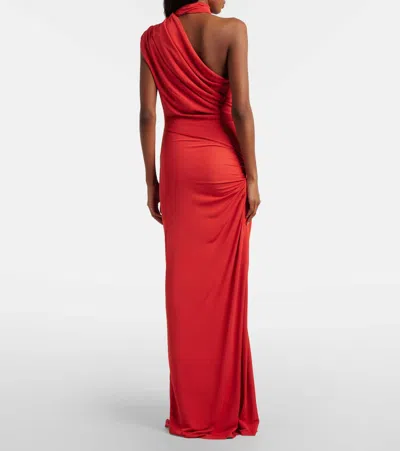 Christopher Esber Cutout Draped One-shoulder Gown In Red
