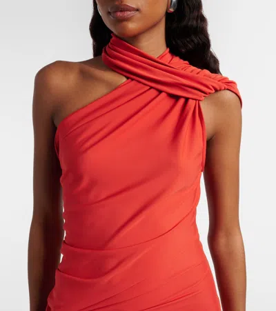 Christopher Esber Cutout Draped One-shoulder Gown In Red