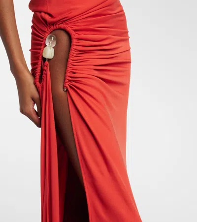 Christopher Esber Cutout Draped One-shoulder Gown In Red