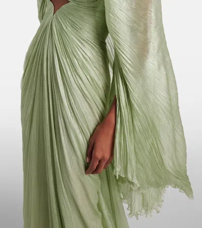 Maria Lucia Hohan Cassandra Caped Silk Muslin Gown In Green