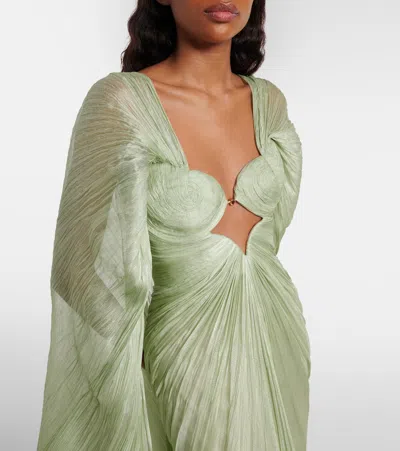 Maria Lucia Hohan Cassandra Caped Silk Muslin Gown In Green