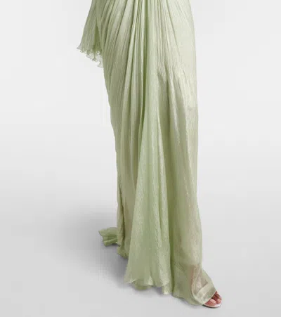 Maria Lucia Hohan Cassandra Caped Silk Muslin Gown In Green