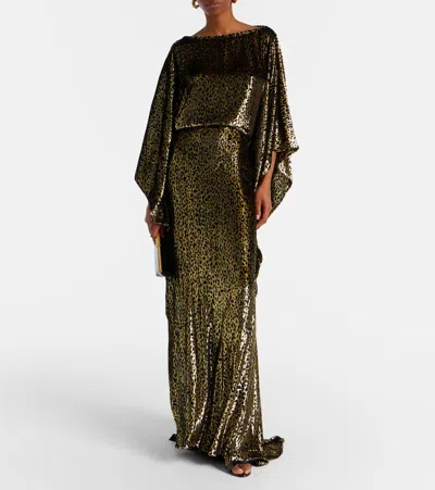 Roberto Cavalli Leopard-print Kaftan In Brown
