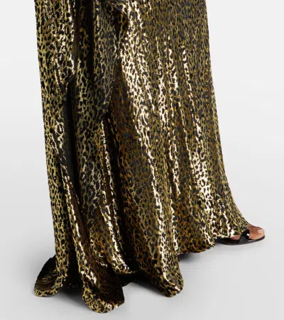 Roberto Cavalli Leopard-print Kaftan In Brown