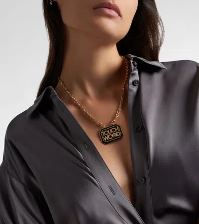 Marie Lichtenberg Scapular 18kt Gold And Ebony Pendant Necklace With Diamond In Gold