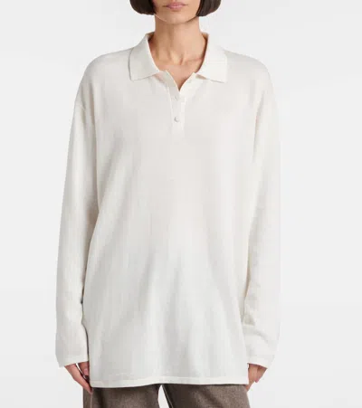 Lisa Yang Caisa Cotton And Cashmere Polo Sweater In White