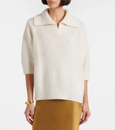 Lisa Yang Lailai Cashmere And Silk Polo Sweater In Neutral