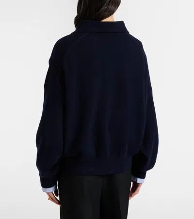 Lisa Yang Etta Cashmere Polo Sweater In Blue