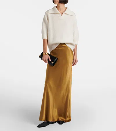Lisa Yang Lailai Cashmere And Silk Polo Sweater In Neutral