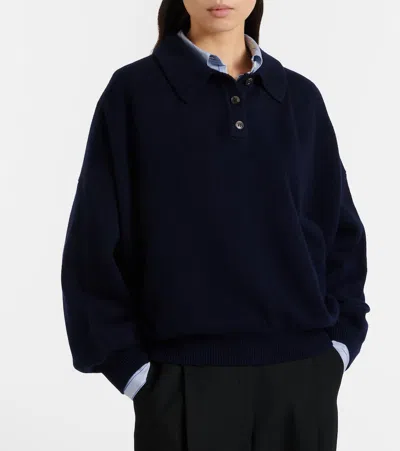 Lisa Yang Etta Cashmere Polo Sweater In Blue