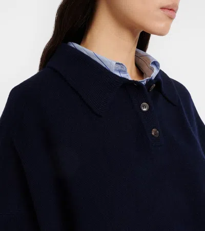 Lisa Yang Etta Cashmere Polo Sweater In Blue