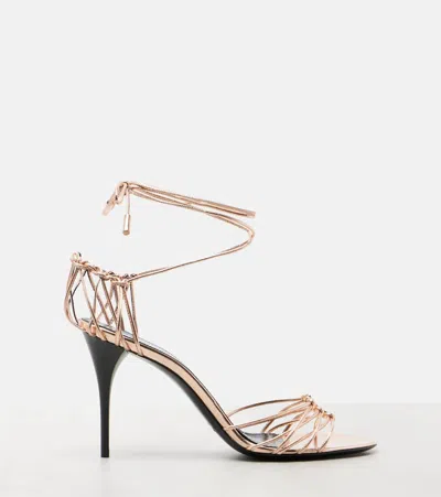 Saint Laurent Babylone 90 Metallic Leather Sandals In Multi
