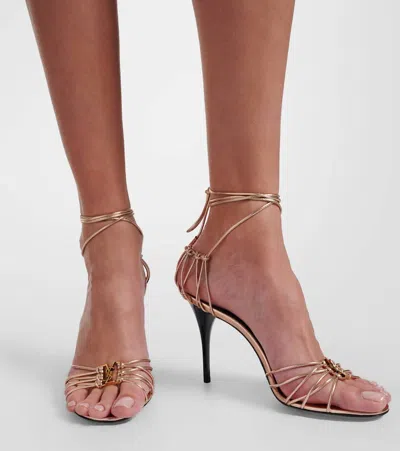 Saint Laurent Babylone 90 Metallic Leather Sandals In Multi