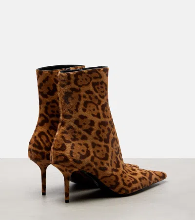Saint Laurent Ashley 75 Calf Hair Ankle Boots In Multi