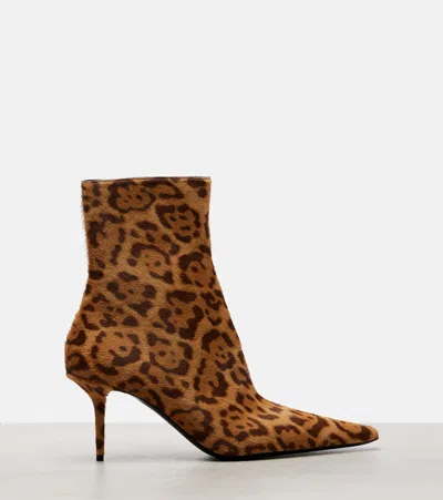 Saint Laurent Ashley 75 Calf Hair Ankle Boots In Multi