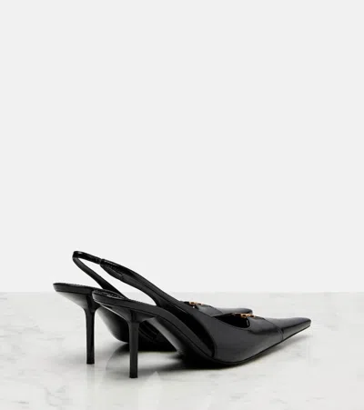 Saint Laurent 75mm Babylone Leather Ysl Slingback Pumps In Black