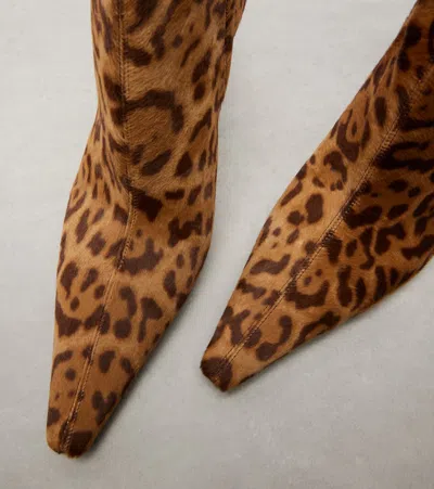 Saint Laurent Ashley 75 Calf Hair Ankle Boots In Multi