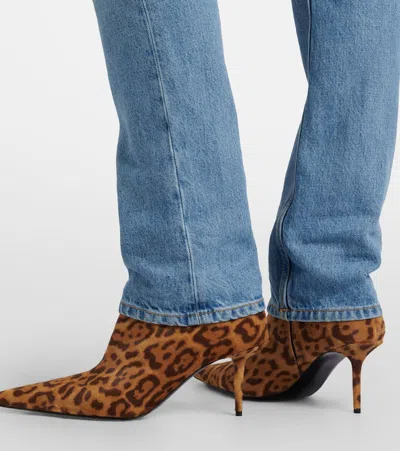 Saint Laurent Ashley 75 Calf Hair Ankle Boots In Multi