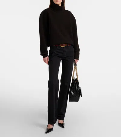 Saint Laurent 75mm Babylone Leather Ysl Slingback Pumps In Black