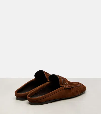 Saint Laurent Le Loafer Suede Mules In Animal Print