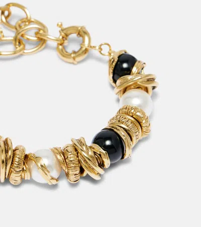 Saint Laurent Loulou Embellished Bracelet In Gold