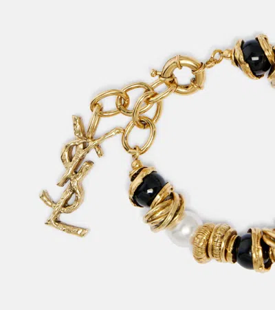 Saint Laurent Loulou Embellished Bracelet In Gold
