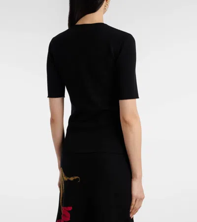 Erdem Floral-jacquard Knitted T-shirt In Black