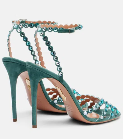 Aquazzura Tequila 105 Crystal-embellished Leather Sandals In Multi
