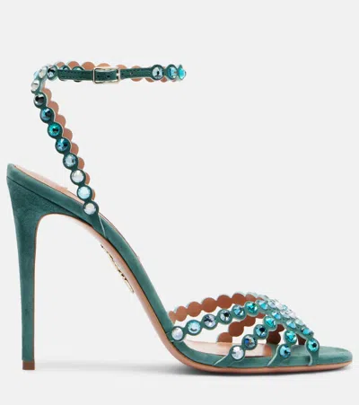 Aquazzura Tequila 105 Crystal-embellished Leather Sandals In Multi