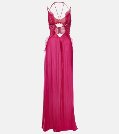 Nensi Dojaka Semi-sheer Silk Gown In Pink