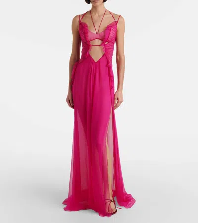 Nensi Dojaka Semi-sheer Silk Gown In Pink