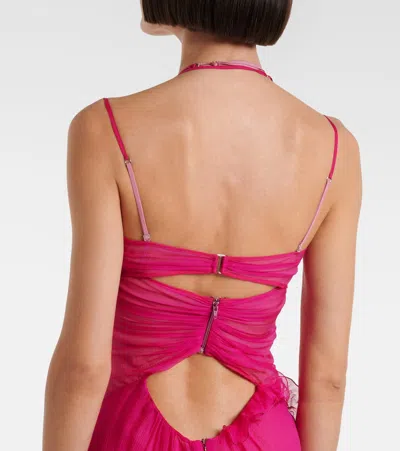 Nensi Dojaka Semi-sheer Silk Gown In Pink