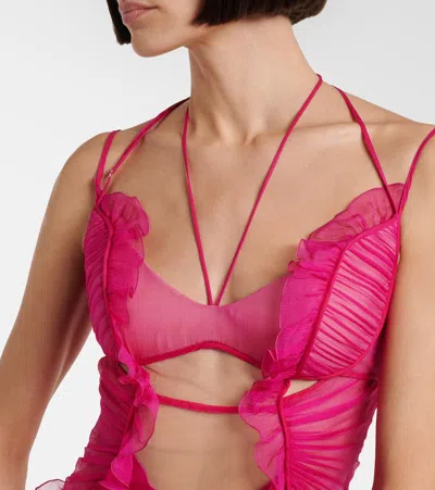 Nensi Dojaka Semi-sheer Silk Gown In Pink