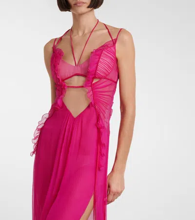 Nensi Dojaka Semi-sheer Silk Gown In Pink