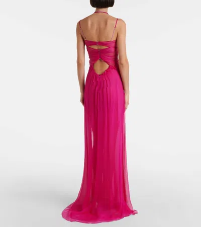 Nensi Dojaka Semi-sheer Silk Gown In Pink